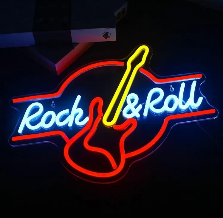 неоновая вывеска в форме гитары – атмосферный светильник для комнаты гитариста